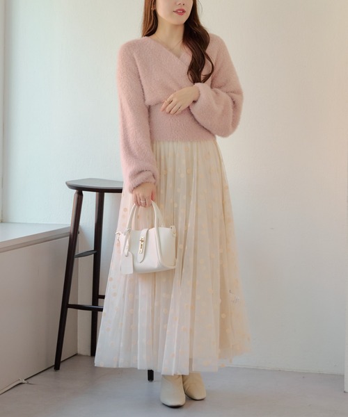 Another Branch olive des olive(アナザーブランチオリーブデオリーブ)の「シャギーカシュクールKT(ニット/セーター・レディース・ピンク/オフホワイト/グレイッシュベージュ/ブラック・FREE)」の17枚目の写真