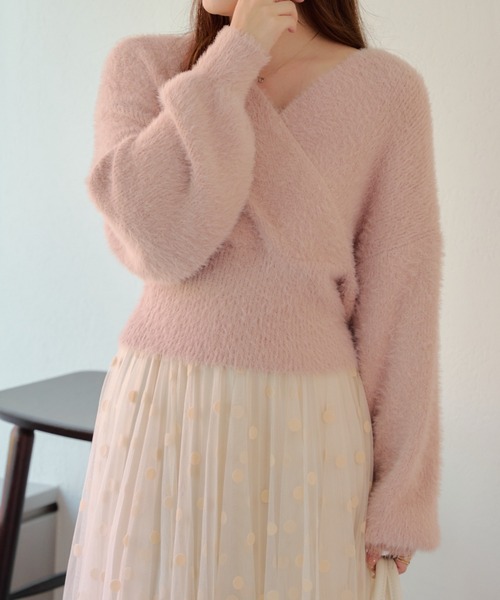 Another Branch olive des olive(アナザーブランチオリーブデオリーブ)の「シャギーカシュクールKT(ニット/セーター・レディース・ピンク/オフホワイト/グレイッシュベージュ/ブラック・FREE)」の7枚目の写真