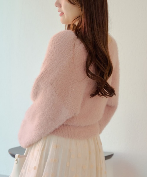 Another Branch olive des olive(アナザーブランチオリーブデオリーブ)の「シャギーカシュクールKT(ニット/セーター・レディース・ピンク/オフホワイト/グレイッシュベージュ/ブラック・FREE)」の8枚目の写真