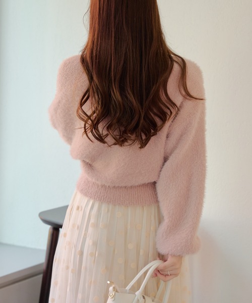 Another Branch olive des olive(アナザーブランチオリーブデオリーブ)の「シャギーカシュクールKT(ニット/セーター・レディース・ピンク/オフホワイト/グレイッシュベージュ/ブラック・FREE)」の9枚目の写真
