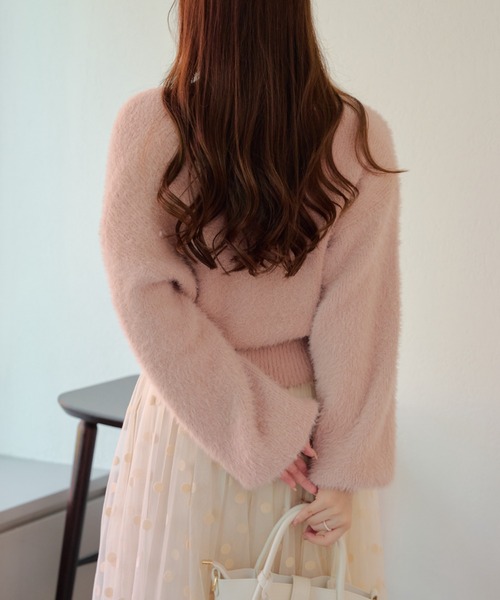 Another Branch olive des olive(アナザーブランチオリーブデオリーブ)の「シャギーカシュクールKT(ニット/セーター・レディース・ピンク/オフホワイト/グレイッシュベージュ/ブラック・FREE)」の10枚目の写真