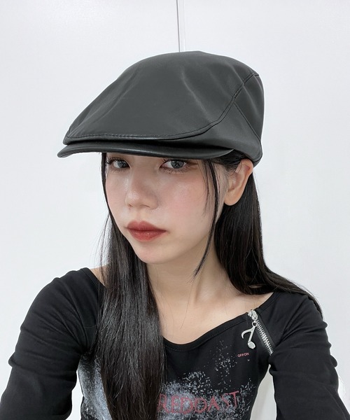 Figments（フィグメンツ）の「合皮ハンチング（ハット・レディース・ブラック・FREE）」の4枚目の写真