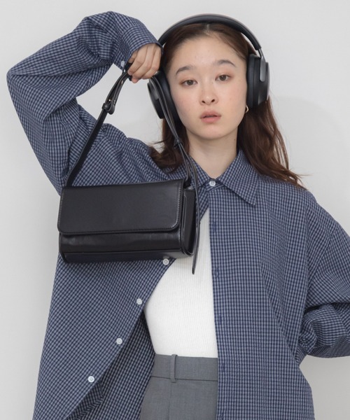 HEILIS（ヘイリス）の「ワンハンドルスクエアフラップショルダーバッグ / スクエアバッグ ハンドバッグ 斜め掛け 韓国 シティガール ノームコア（ハンドバッグ・レディース・ブラック/イエロー系その他/ブラウン・FREE）」の22枚目の写真