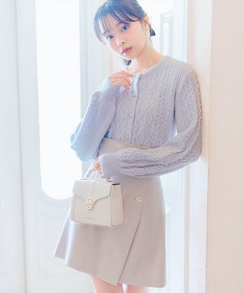 WILLSELECTION(ウィルセレクション)の「ゴールドボタンアシメミニスカート(スカート・レディース・アイボリー/チャコールグレー/ラベンダー・FREE)」の2枚目の写真