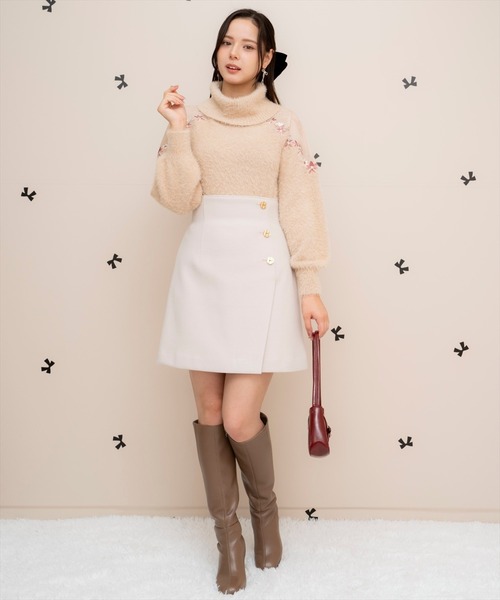 WILLSELECTION(ウィルセレクション)の「ゴールドボタンアシメミニスカート(スカート・レディース・アイボリー/チャコールグレー/ラベンダー・FREE)」の16枚目の写真