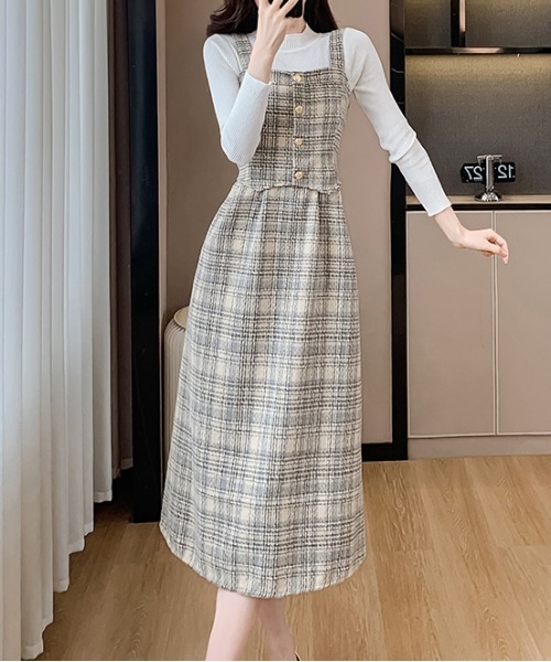 【セール】Y2K チェック柄スイッチングロングキャミワンピース（ワンピース）｜gossip！ロサンゼルス（ゴシップロサンゼルス）