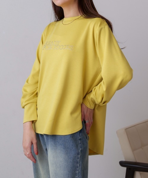 Bou Jeloud(ブージュルード)の「パウンドストレッチビジューロゴプルオーバー(Tシャツ/カットソー・レディース・グレイッシュベージュ/ブラック/ブルーグリーン/イエロー・FREE)」の8枚目の写真