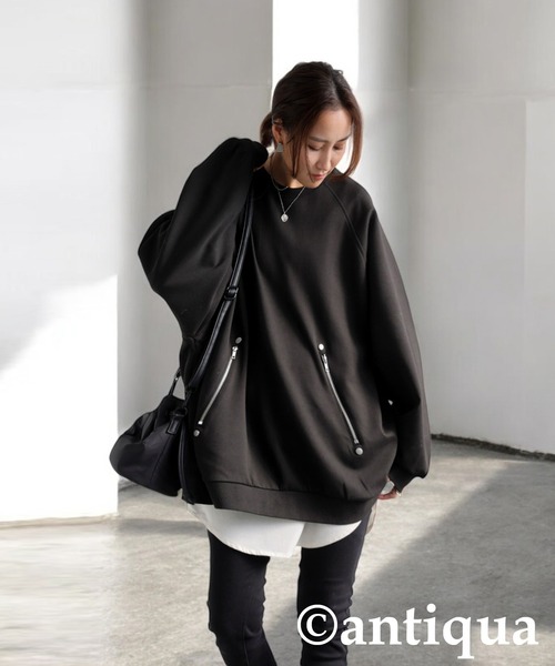 antiqua（アンティカ）の「ジップポンチプルオーバー（その他トップス・レディース・ブラック・ONESIZE）」の2枚目の写真