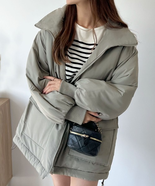 Futier land(フューティアランド)の「ウエストドロストパッファー/フェイクダウン(その他アウター・レディース・カーキ/アイボリー/ブラック・MEDIUM)」の3枚目の写真