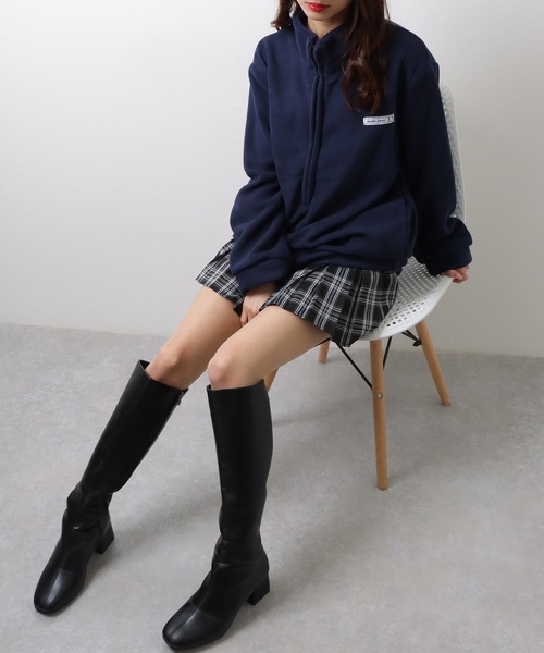Lace Ladies(レースレディース)の「オーバーサイズ フリース ハーフジップ プルオーバー トップス(スウェット・レディース・ネイビー/アイボリー/ブラック・M/XL)」の8枚目の写真