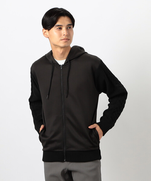 COMME CA ISM（コムサイズム）の「ダンボールニット×ニット コンビジップパーカー（パーカー・メンズ・グレー/ブラック/ホワイト/ブルー・LARGE/MEDIUM）」の2枚目の写真