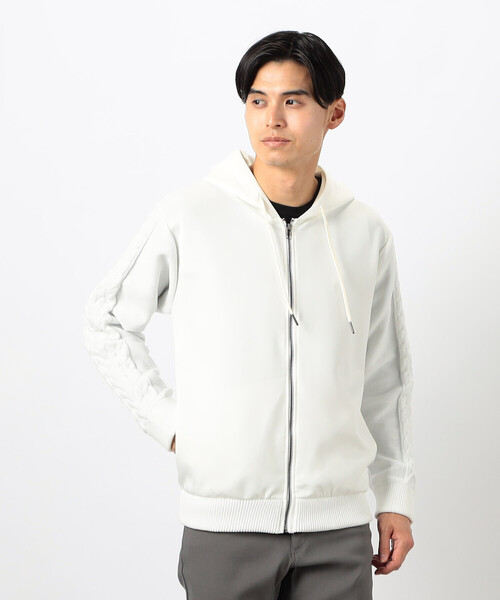 COMME CA ISM（コムサイズム）の「ダンボールニット×ニット コンビジップパーカー（パーカー・メンズ・グレー/ブラック/ホワイト/ブルー・LARGE/MEDIUM）」の6枚目の写真