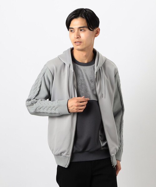 COMME CA ISM（コムサイズム）の「ダンボールニット×ニット コンビジップパーカー（パーカー・メンズ・グレー/ブラック/ホワイト/ブルー・LARGE/MEDIUM）」の9枚目の写真