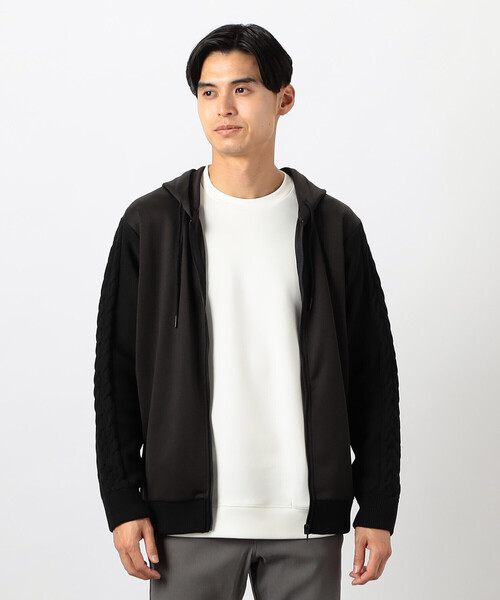 COMME CA ISM（コムサイズム）の「ダンボールニット×ニット コンビジップパーカー（パーカー・メンズ・グレー/ブラック/ホワイト/ブルー・LARGE/MEDIUM）」の13枚目の写真