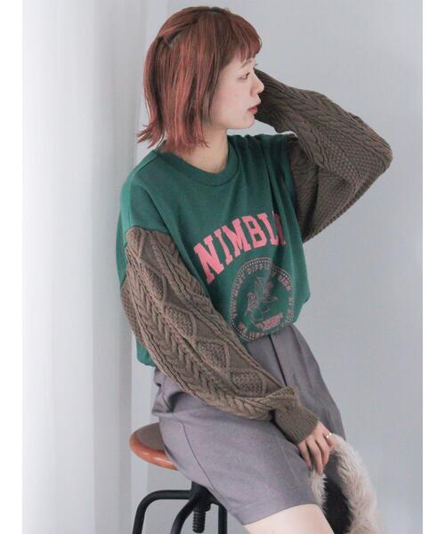 ehka sopo（エヘカソポ）の「リメイク風スウェット（Tシャツ/カットソー・レディース・ネイビー/グリーン/グレー・F）」の3枚目の写真