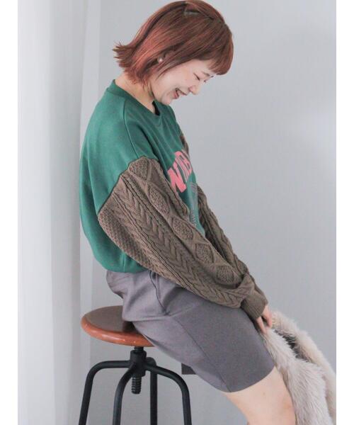 ehka sopo（エヘカソポ）の「リメイク風スウェット（Tシャツ/カットソー・レディース・ネイビー/グリーン/グレー・F）」の4枚目の写真