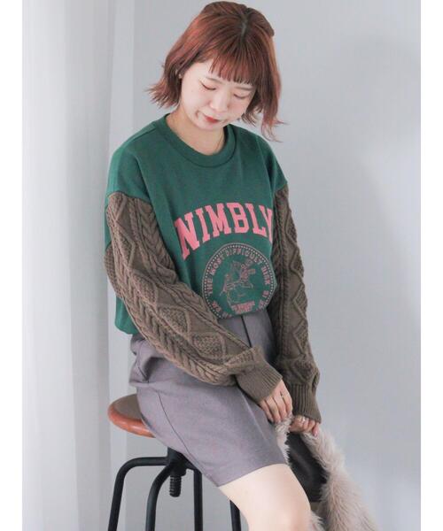 ehka sopo（エヘカソポ）の「リメイク風スウェット（Tシャツ/カットソー・レディース・ネイビー/グリーン/グレー・F）」の5枚目の写真