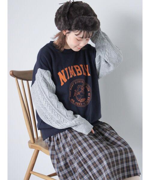 ehka sopo（エヘカソポ）の「リメイク風スウェット（Tシャツ/カットソー・レディース・ネイビー/グリーン/グレー・F）」の11枚目の写真