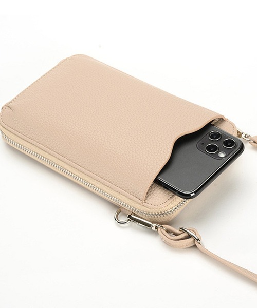 2way/カード入れ付き/合皮スマホポーチショルダーバッグ（ショルダー