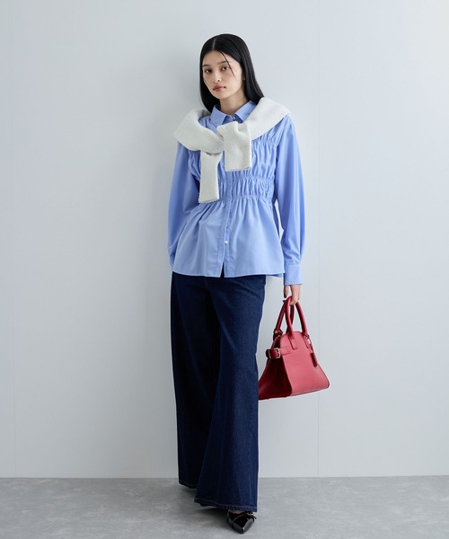 VIS(ビス)の「【新色追加】シャーリングデザインシャツ【洗える】(シャツ/ブラウス・レディース・ホワイト/ブルー/ピンク系その他2/ブルー系その他4・FREE)」の11枚目の写真