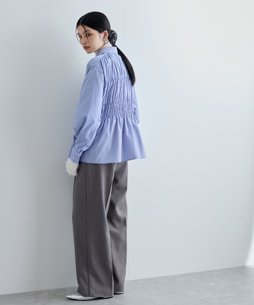 セール】【新色追加】シャーリングデザインシャツ【洗える】（シャツ