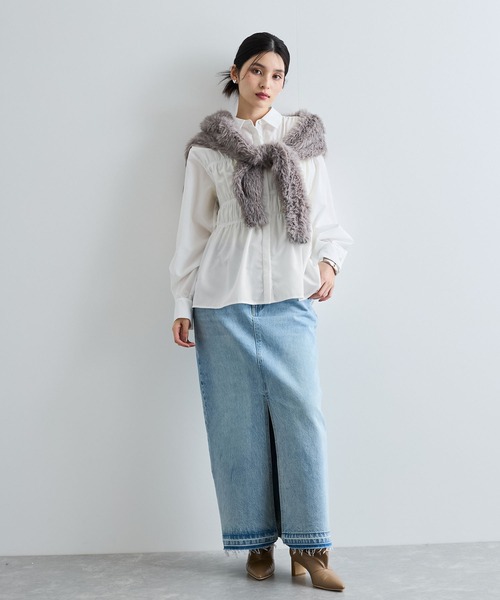 VIS（ビス）の「【新色追加】シャーリングデザインシャツ【洗える