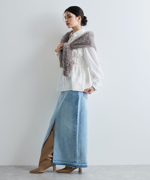 VIS(ビス)の「【新色追加】シャーリングデザインシャツ【洗える】(シャツ/ブラウス・レディース・ホワイト/ブルー/ピンク系その他2/ブルー系その他4・FREE)」の21枚目の写真