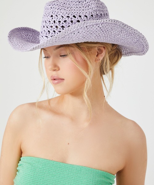 FOREVER 21(フォーエバー トゥエンティーワン)の「カラーフェドラハット2(ハット・レディース・ブラック/パープル/ホワイト系その他2/グリーン系その他・FREE)」の4枚目の写真