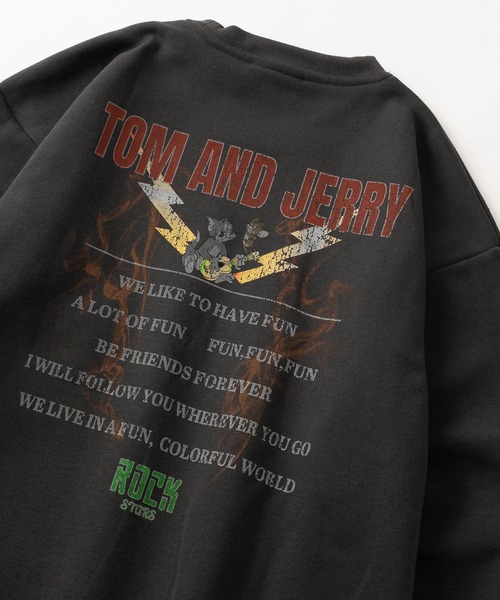 Tom&Jerry(トムアンドジェリー)の「【TOM&JERRY/トムとジェリー】ピグメント風 ロックテイスト&コラボデザイン クルーネックスウェット ビッグシルエット 裏起毛/ユニセックス(スウェット・レディース・ブラック系その他2/ブラック/ブラック系その他/ブラック系その他6/ブラック系その他4/ブラック系その他5/ブラック系その他3/ブラック系その他7・M/XL/L)」の1枚目の写真