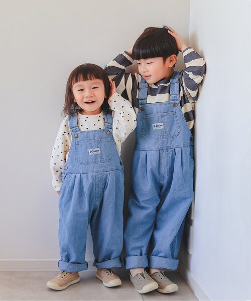 p.premier（ピードットプルミエ）の「【ジュニア対応】デニムオーバーオール（サロペット/オーバーオール・キッズ・オフホワイト/ネイビー・80/90/100/110/120/130/140）」の10枚目の写真