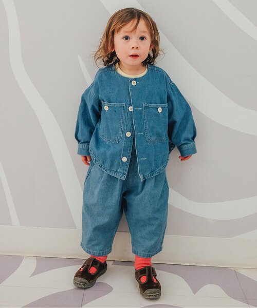 p.premier（ピードットプルミエ）の「【ジュニア対応】デニムオーバーオール（サロペット/オーバーオール・キッズ・オフホワイト/ネイビー・80/90/100/110/120/130/140）」の14枚目の写真