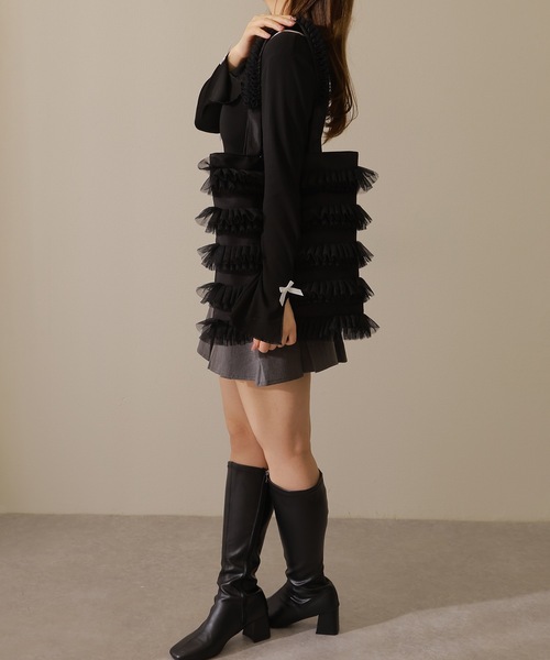 Lace Ladies(レースレディース)の「チュール フリル トート ショルダー バッグ(トートバッグ・レディース・ホワイト/ブラック・FREE)」の6枚目の写真