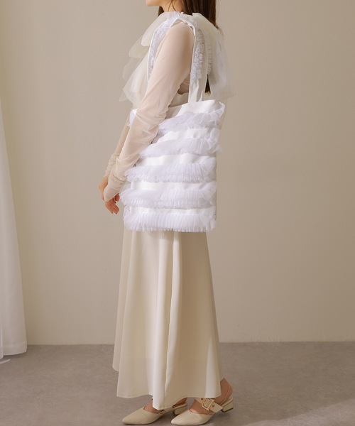 Lace Ladies(レースレディース)の「チュール フリル トート ショルダー バッグ(トートバッグ・レディース・ホワイト/ブラック・FREE)」の14枚目の写真