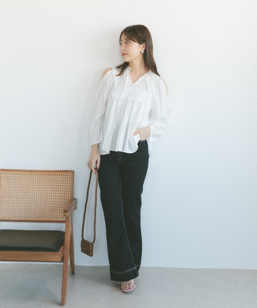 ECREL（エクレール）の「レースヨークドレープスリーブブラウス（シャツ/ブラウス・レディース・ホワイト/ピンク・FREE）」の3枚目の写真