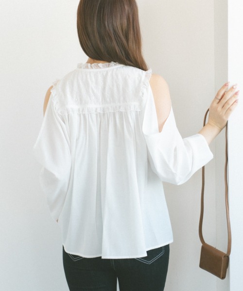 ECREL（エクレール）の「レースヨークドレープスリーブブラウス（シャツ/ブラウス・レディース・ホワイト/ピンク・FREE）」の8枚目の写真