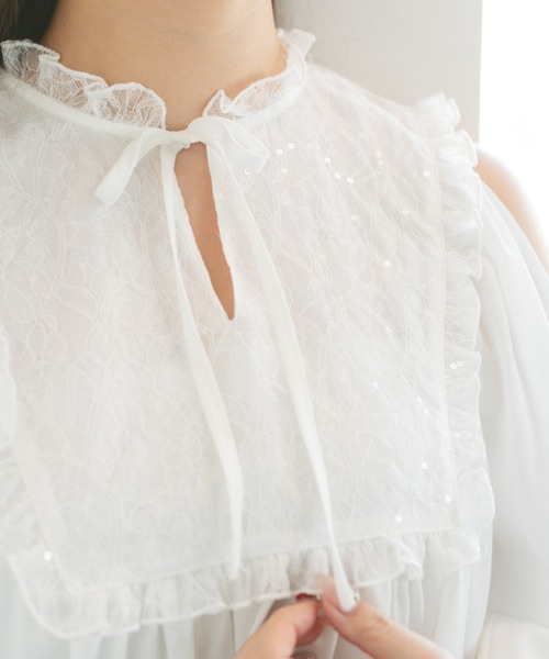 ECREL（エクレール）の「レースヨークドレープスリーブブラウス（シャツ/ブラウス・レディース・ホワイト/ピンク・FREE）」の4枚目の写真