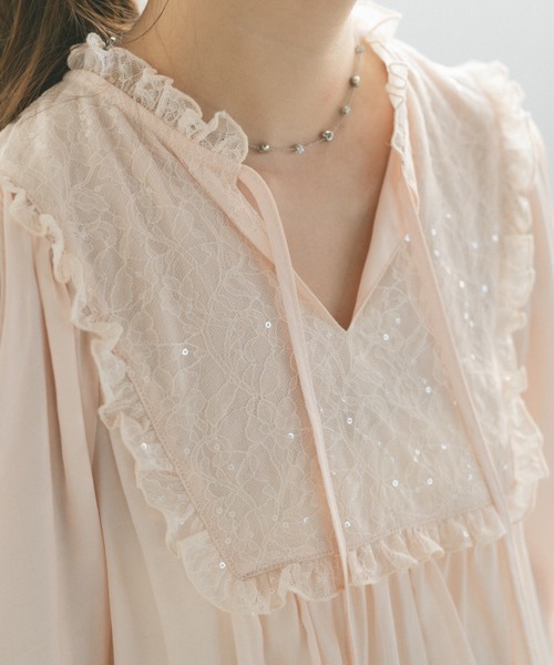 ECREL（エクレール）の「レースヨークドレープスリーブブラウス（シャツ/ブラウス・レディース・ホワイト/ピンク・FREE）」の11枚目の写真