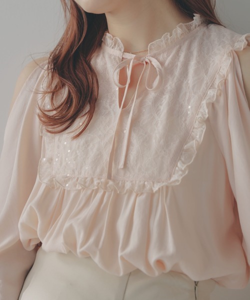 ECREL（エクレール）の「レースヨークドレープスリーブブラウス（シャツ/ブラウス・レディース・ホワイト/ピンク・FREE）」の20枚目の写真
