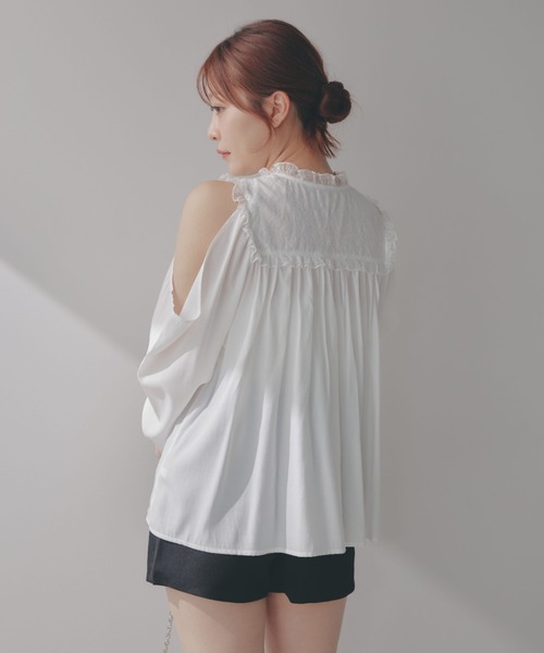 ECREL（エクレール）の「レースヨークドレープスリーブブラウス（シャツ/ブラウス・レディース・ホワイト/ピンク・FREE）」の16枚目の写真