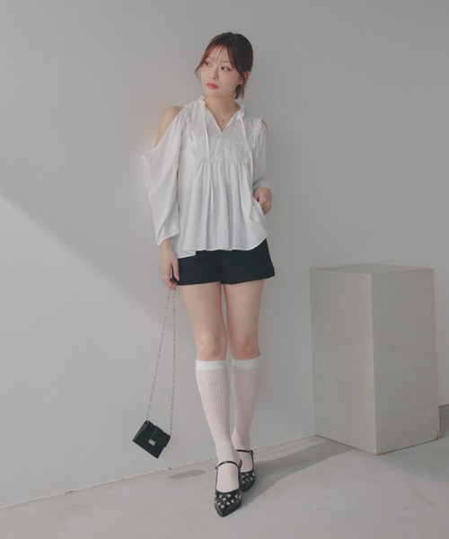 ECREL（エクレール）の「レースヨークドレープスリーブブラウス（シャツ/ブラウス・レディース・ホワイト/ピンク・FREE）」の17枚目の写真