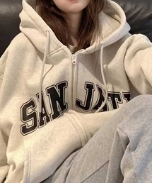 SPIGA | オーバーサイズロゴプリントジップアップパーカー(パーカー)