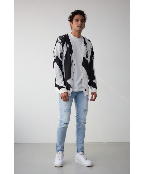 AZUL by moussy(アズールバイマウジー)の「総柄スリムフィットカーディガン(カーディガン/ボレロ・メンズ・ホワイト系その他/ブルー系その他3/ブラック系その他・LARGE/MEDIUM)」の6枚目の写真