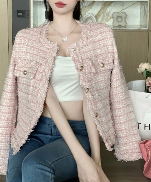 ノーカラージャケット（ピンク系）一覧 - WEAR