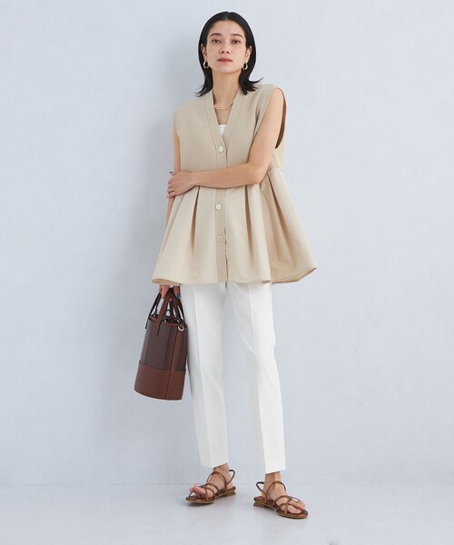 green label relaxing（グリーンレーベルリラクシング）の「［size SHORTあり］キチントボトムス ALLFIT テーパード パンツ（スラックス・レディース・ブラック/ホワイト/コバルトブルー・34/SHORT/40/38/36）」の5枚目の写真