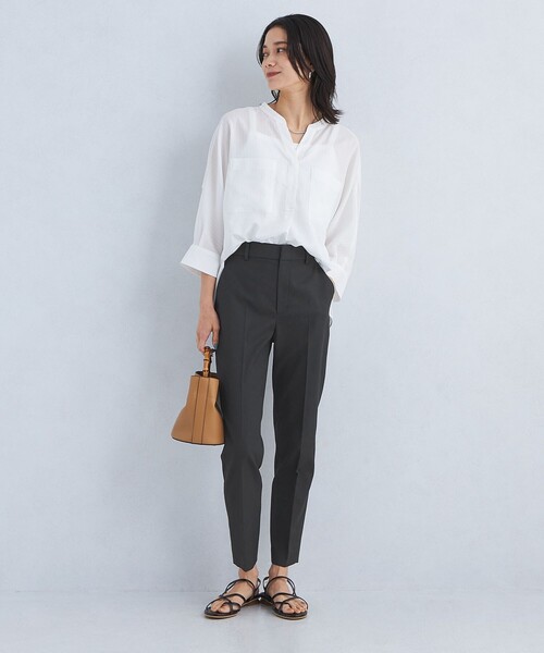 green label relaxing（グリーンレーベルリラクシング）の「［size SHORTあり］キチントボトムス ALLFIT テーパード パンツ（スラックス・レディース・ブラック/ホワイト/コバルトブルー・34/SHORT/40/38/36）」の7枚目の写真