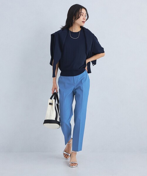 green label relaxing（グリーンレーベルリラクシング）の「［size SHORTあり］キチントボトムス ALLFIT テーパード パンツ（スラックス・レディース・ブラック/ホワイト/コバルトブルー・34/SHORT/40/38/36）」の9枚目の写真