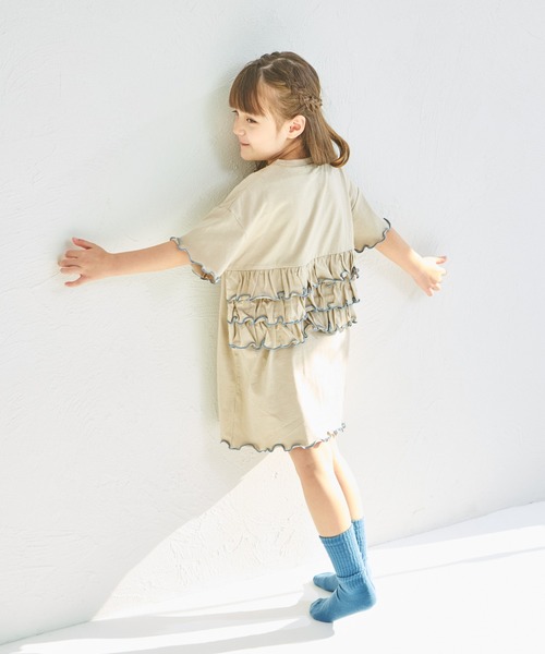 pairmanon（ペアマノン）の「【綿100%】配色メロー バックフリルワンピース（ワンピース・キッズ・グリーン系その他/ベージュ/ピンク・140/150/90/100/110/120/130）」の13枚目の写真