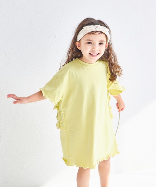 pairmanon（ペアマノン）の「【綿100%】配色メロー バックフリルワンピース（ワンピース・キッズ・グリーン系その他/ベージュ/ピンク・140/150/90/100/110/120/130）」の16枚目の写真