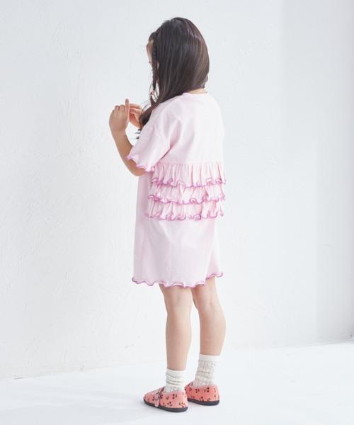 pairmanon（ペアマノン）の「【綿100%】配色メロー バックフリルワンピース（ワンピース・キッズ・グリーン系その他/ベージュ/ピンク・140/150/90/100/110/120/130）」の8枚目の写真