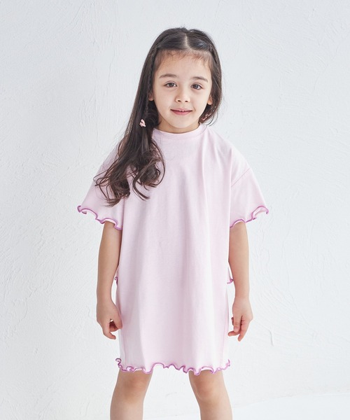 pairmanon（ペアマノン）の「【綿100%】配色メロー バックフリルワンピース（ワンピース・キッズ・グリーン系その他/ベージュ/ピンク・140/150/90/100/110/120/130）」の9枚目の写真